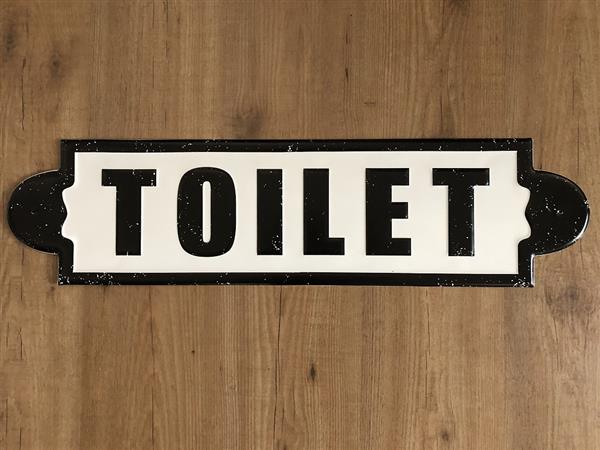 Grote foto wandbord naamplaat xl met tekst toilet in old look. doe het zelf en verbouw materialen en producten