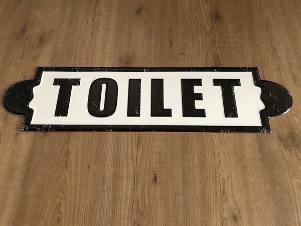 Grote foto wandbord naamplaat xl met tekst toilet in old look. doe het zelf en verbouw materialen en producten