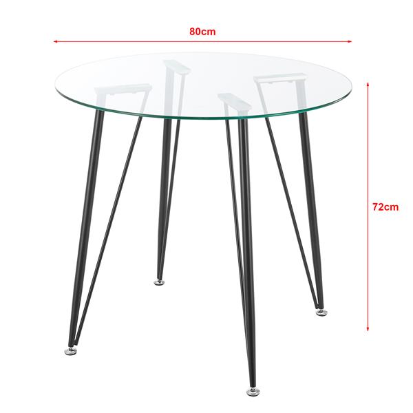 Grote foto en.casa glazen tafel huittinen rond 72x80 cm zwart en transparant huis en inrichting eettafels