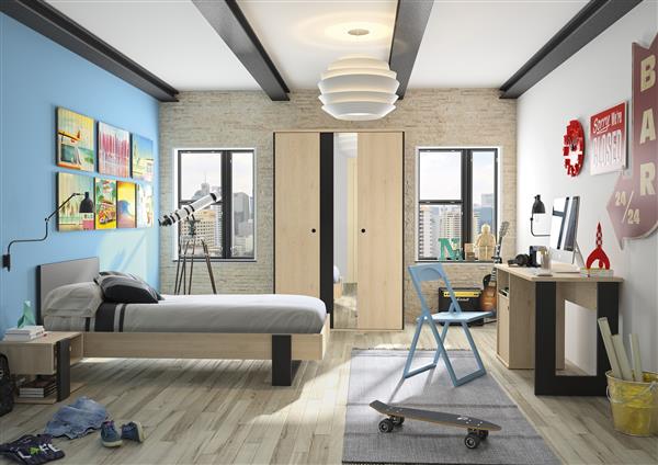 Grote foto duplex 2 persoonsbed naturel zwart gami antiek en kunst stoelen en banken