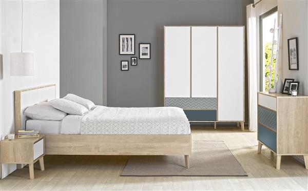 Grote foto larvik 2 persoonsbed blond eiken wit gami antiek en kunst stoelen en banken