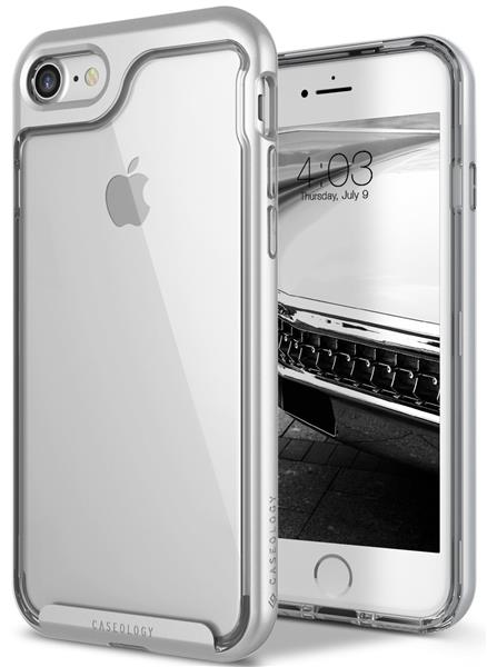 Grote foto caseology skyfall series shock proof grip case iphone 8 7 silver screenprotector telecommunicatie mobieltjes