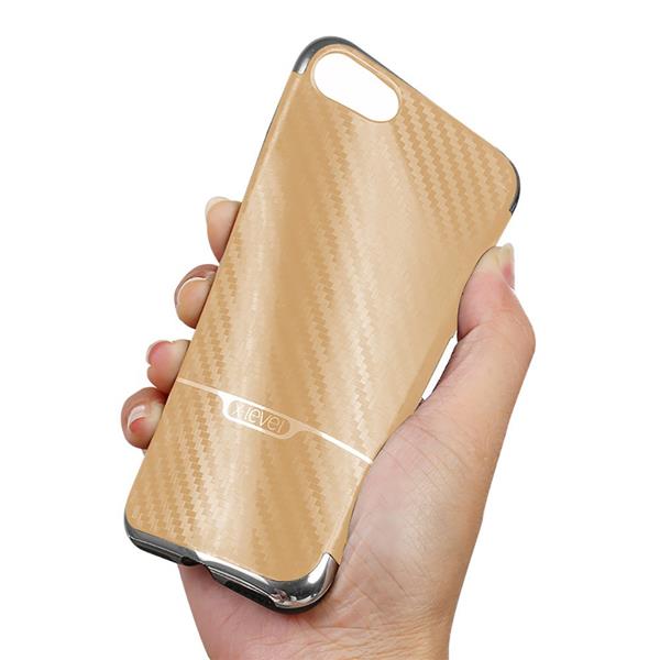 Grote foto iphone 7 x level goodcyl carbon fiber textuur soft tpu case goud telecommunicatie mobieltjes