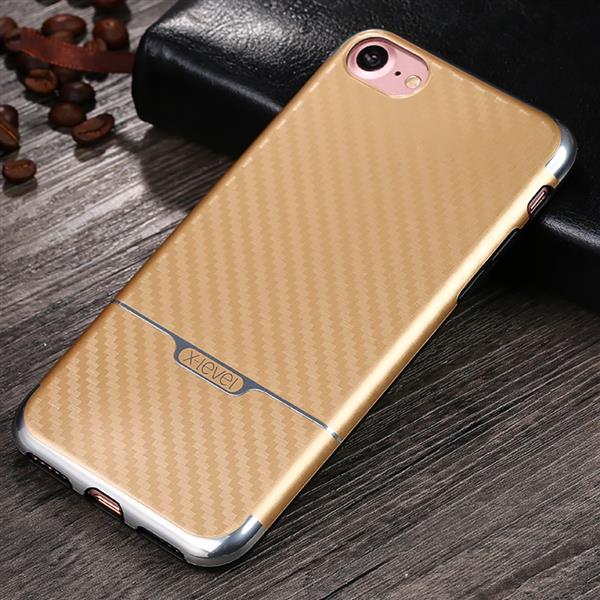 Grote foto iphone 7 x level goodcyl carbon fiber textuur soft tpu case goud telecommunicatie mobieltjes