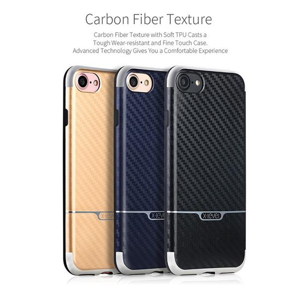 Grote foto iphone 7 x level goodcyl carbon fiber textuur soft tpu case goud telecommunicatie mobieltjes