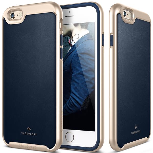 Grote foto caseology envoy series iphone 6s plus 6 plus leather navy blue iphone 6s 6 plus screenprotect telecommunicatie mobieltjes