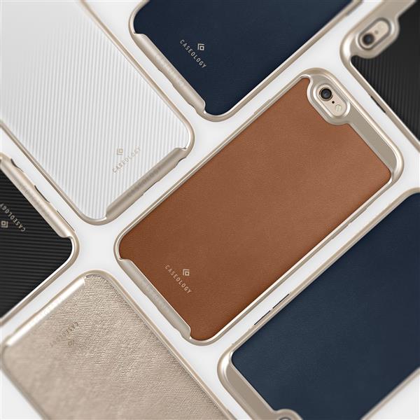 Grote foto caseology envoy series iphone 6s plus 6 plus leather navy blue iphone 6s 6 plus screenprotect telecommunicatie mobieltjes