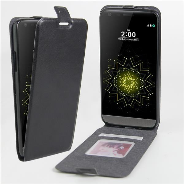 Grote foto luxe pu lederen soft case hand flip cover s7 zwart telecommunicatie mobieltjes