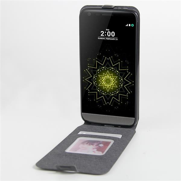 Grote foto luxe pu lederen soft case hand flip cover s7 zwart telecommunicatie mobieltjes