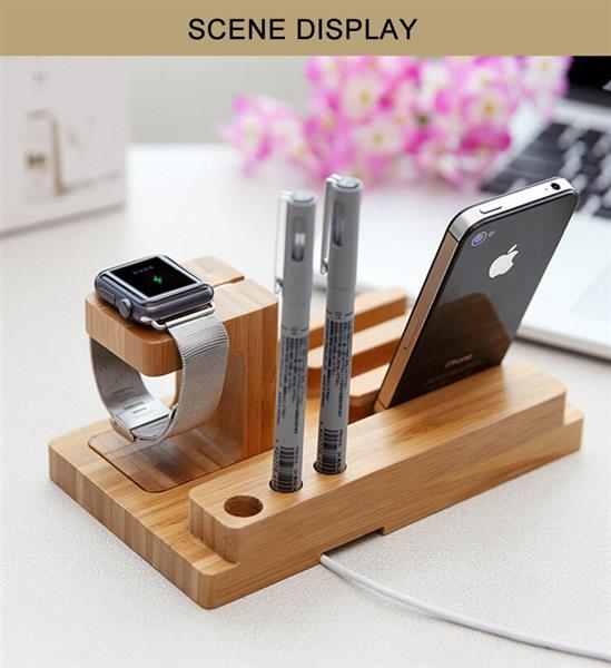 Grote foto deluxe edition apple watch 38mm 42mm luxe bamboo echt houten premium stand houder iphone 6 se kleding dames horloges