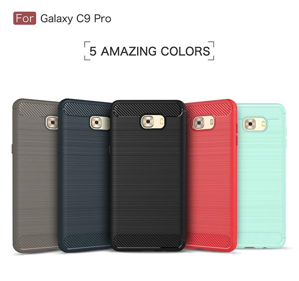 Grote foto samsung c9 pro geborsteld tpu case ultimate drop proof siliconen case carbon fiber look telecommunicatie mobieltjes