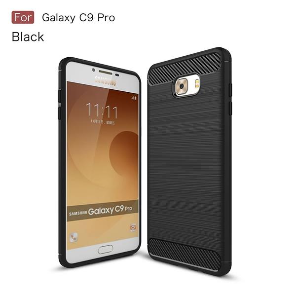 Grote foto samsung c9 pro geborsteld tpu case ultimate drop proof siliconen case carbon fiber look telecommunicatie mobieltjes