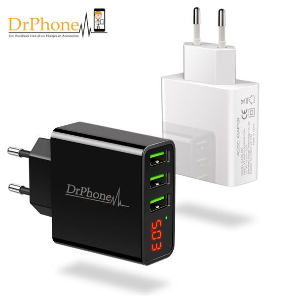 Grote foto drphone thuislader 3 poorten usb oplader 2.4a smart fast charge lader met led display real time stat telecommunicatie opladers en autoladers