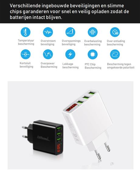 Grote foto drphone thuislader 3 poorten usb oplader 2.4a smart fast charge lader met led display real time stat telecommunicatie opladers en autoladers