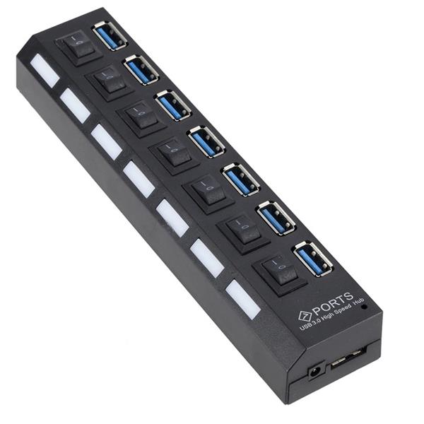 Grote foto drphone ss1 7 poorten 3.0 usb hbub multi oplader adapter met aan uit knop en led verlichting z computers en software overige computers en software