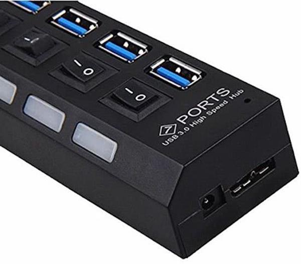 Grote foto drphone ss1 7 poorten 3.0 usb hbub multi oplader adapter met aan uit knop en led verlichting z computers en software overige computers en software