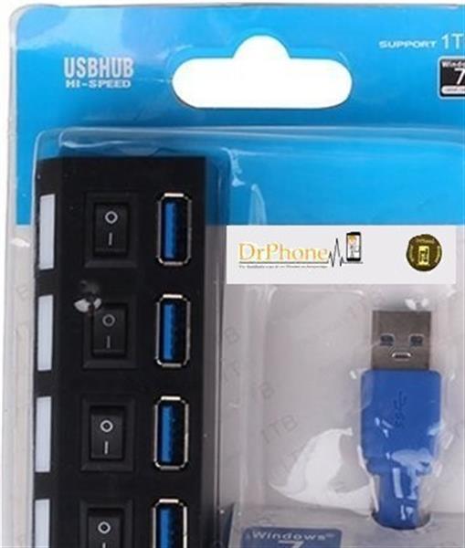 Grote foto drphone ss1 7 poorten 3.0 usb hbub multi oplader adapter met aan uit knop en led verlichting z computers en software overige computers en software