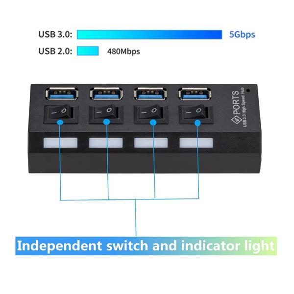 Grote foto drphone ss1 7 poorten 3.0 usb hbub multi oplader adapter met aan uit knop en led verlichting z computers en software overige computers en software