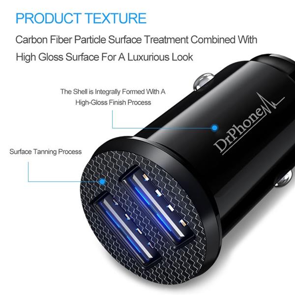 Grote foto drphone invisible 5v 2.4a usb auto oplader 1 meter type c oplaadkabel usb c samsung galaxy s10 telecommunicatie opladers en autoladers