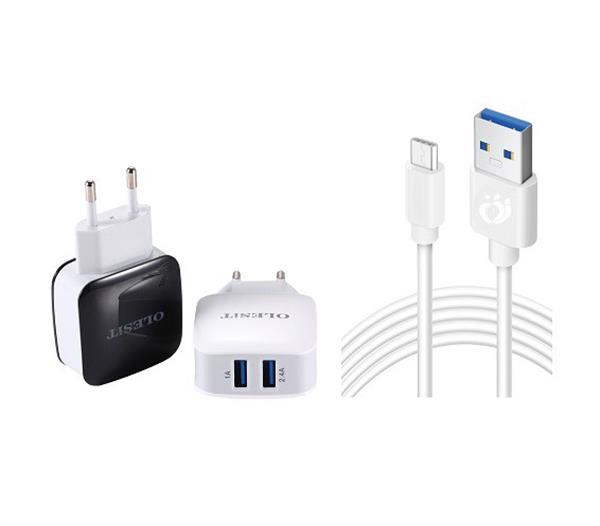Grote foto olesit 3.4a 17w snellader adapter 2 poort micro usb 1.5m 2.1a kabel high speed geschikt voor gal telecommunicatie opladers en autoladers