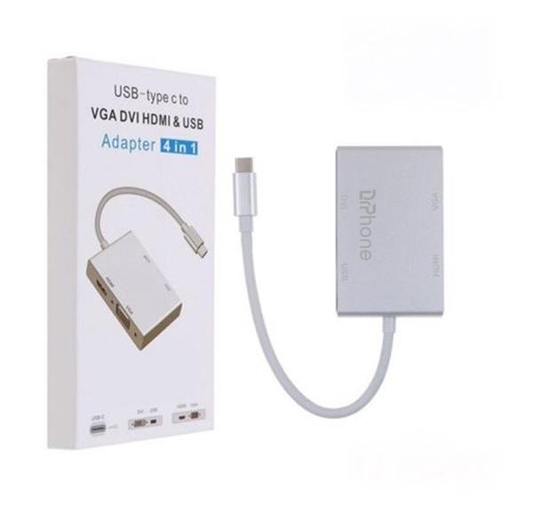 Grote foto drphone ddh2 4 in 1 adapter hub voor laptop smartphone tablet usb c naar vga 4k dvi 4k computers en software overige computers en software