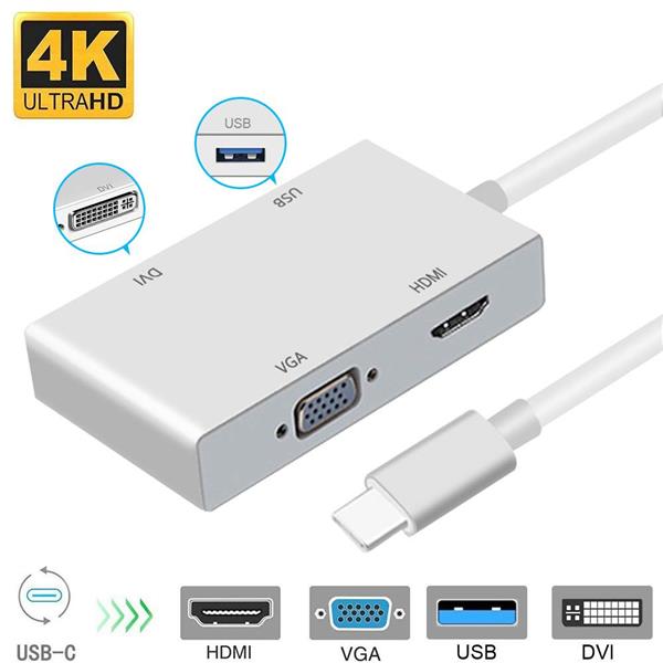 Grote foto drphone ddh2 4 in 1 adapter hub voor laptop smartphone tablet usb c naar vga 4k dvi 4k computers en software overige computers en software