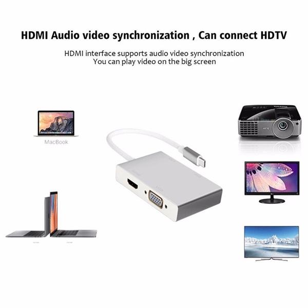 Grote foto drphone ddh2 4 in 1 adapter hub voor laptop smartphone tablet usb c naar vga 4k dvi 4k computers en software overige computers en software