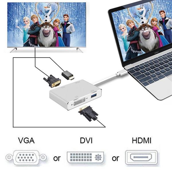 Grote foto drphone ddh2 4 in 1 adapter hub voor laptop smartphone tablet usb c naar vga 4k dvi 4k computers en software overige computers en software