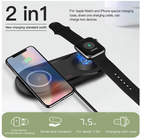 Grote foto drphone compaq 2 in 1 draadloze qi lader voor o.a. apple watch 5 4 iphone 11 10w lader wi telecommunicatie opladers en autoladers