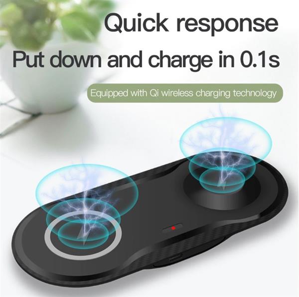 Grote foto drphone compaq 2 in 1 draadloze qi lader voor o.a. apple watch 5 4 iphone 11 10w lader wi telecommunicatie opladers en autoladers