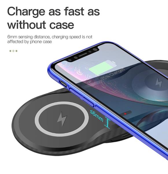 Grote foto drphone compaq 2 in 1 draadloze qi lader voor o.a. apple watch 5 4 iphone 11 10w lader wi telecommunicatie opladers en autoladers