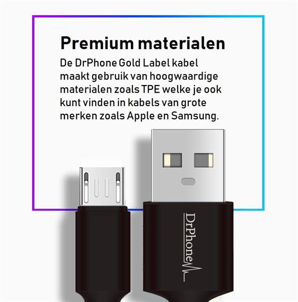 Grote foto drphone kevlar pro 1 meter tpe micro usb kabel 2 poorten thuislader voor apparaten met micro telecommunicatie opladers en autoladers