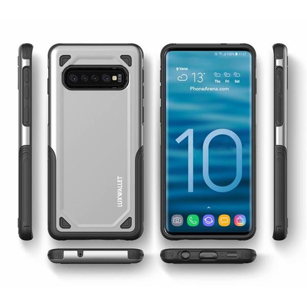 Grote foto luxwallet samsung galaxy s10 plus case desert armor drop proof hoes luxury silver telecommunicatie mobieltjes