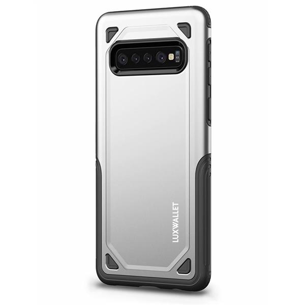 Grote foto luxwallet samsung galaxy s10 plus case desert armor drop proof hoes luxury silver telecommunicatie mobieltjes