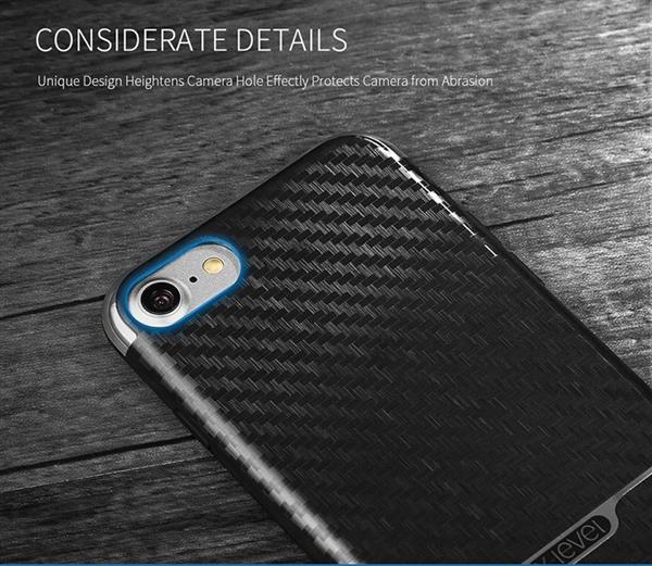 Grote foto iphone 7 plus x level goodcyl carbon fiber textuur soft tpu case blauw telecommunicatie mobieltjes