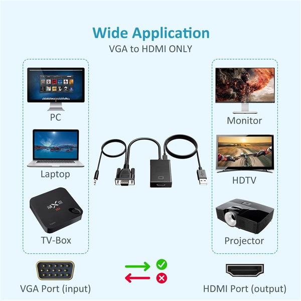 Grote foto drphone vha vga male naar hdmi female converter adapter 1080p audio video kabel converter zwar computers en software overige computers en software