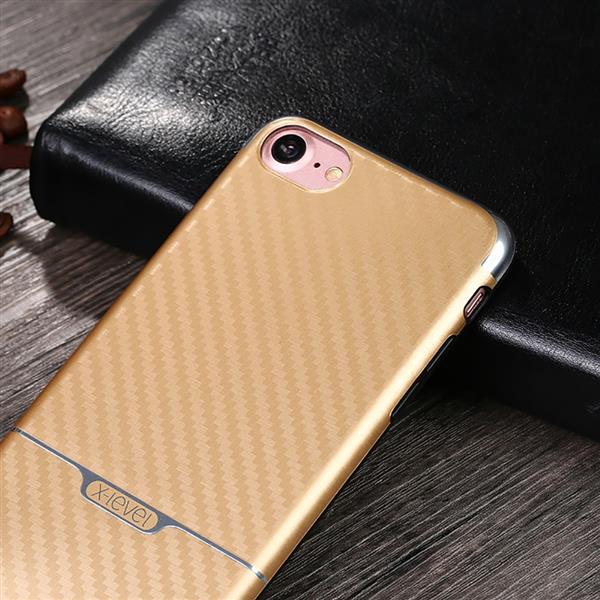 Grote foto iphone 7 plus x level goodcyl carbon fiber textuur soft tpu case goud telecommunicatie mobieltjes