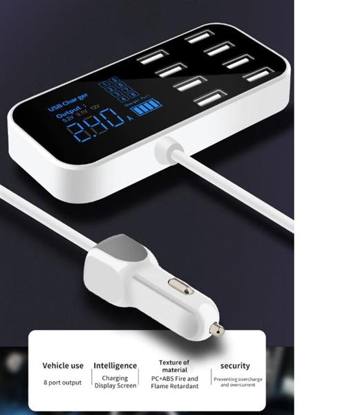 Grote foto drphone atl1 8 poorten usb autolader led digitaal display ic veilligheidsbescherming snel opla telecommunicatie opladers en autoladers