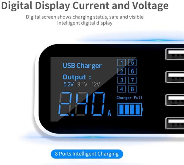 Grote foto drphone atl1 8 poorten usb autolader led digitaal display ic veilligheidsbescherming snel opla telecommunicatie opladers en autoladers