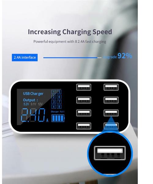Grote foto drphone atl1 8 poorten usb autolader led digitaal display ic veilligheidsbescherming snel opla telecommunicatie opladers en autoladers