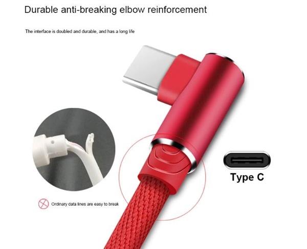 Grote foto drphone d9 type c usb c dubbele 90 haakse nylon gevlochten 3a kabel 1 meter datasynchronisatie telecommunicatie opladers en autoladers