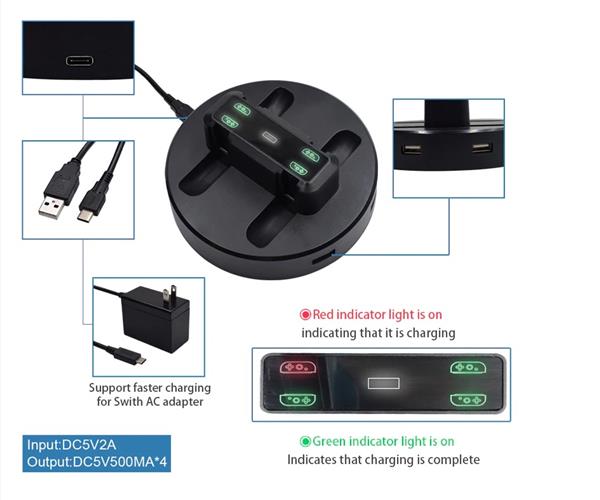 Grote foto drphone nsjcd02 joystick oplaad dock oplaadstation 4 joysticks led indicator geschikt voor n telecommunicatie opladers en autoladers
