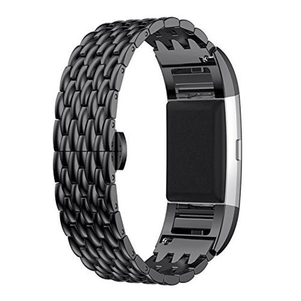 Grote foto fitbit charge 2 gevlochten stalen armband inclusief adapters zwart kleding dames horloges