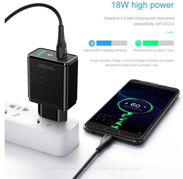 Grote foto drphone ls3 18w oplader kabel lader met led indicator 1 meter kabel voor o.a iphone ipad m telecommunicatie opladers en autoladers