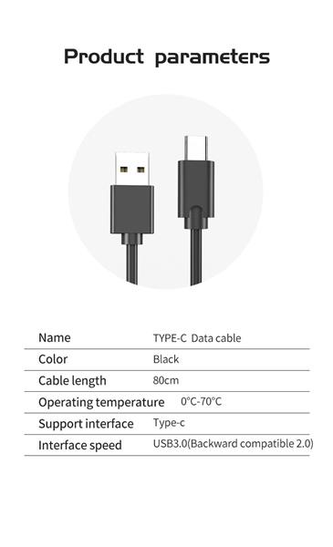 Grote foto drphone ad1 0.8m type c naar usb3.0 2.4a kabel met data overdracht overdrachtssnelheid tot 6 gbps telecommunicatie opladers en autoladers