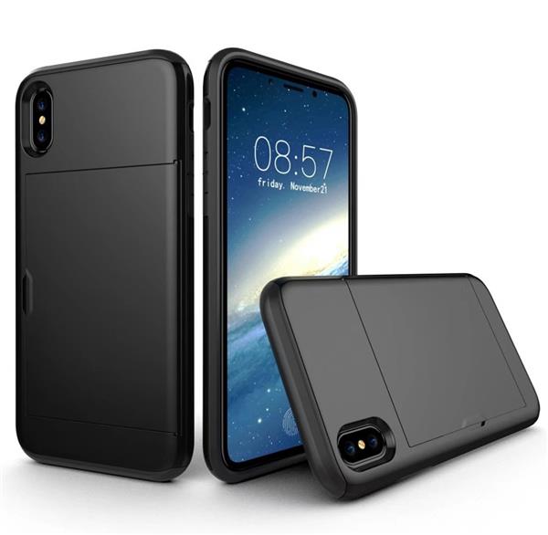 Grote foto iphone x drop proof card case zwart verstevigde randen telecommunicatie mobieltjes