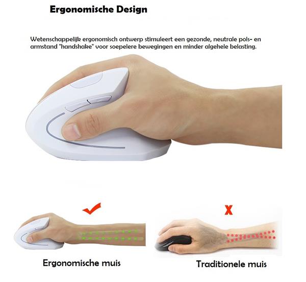 Grote foto elementkey ergo4 verticale muis wit draadloze muis met aaa batterijen rsi 3 verstelbare dpi o computers en software overige computers en software