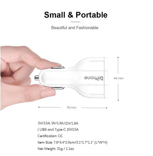 Grote foto drphone qc4 pro 3 poort autolader usb qualcom 3.0 usb 3.5a usb c lader geschikt voor tab telecommunicatie opladers en autoladers