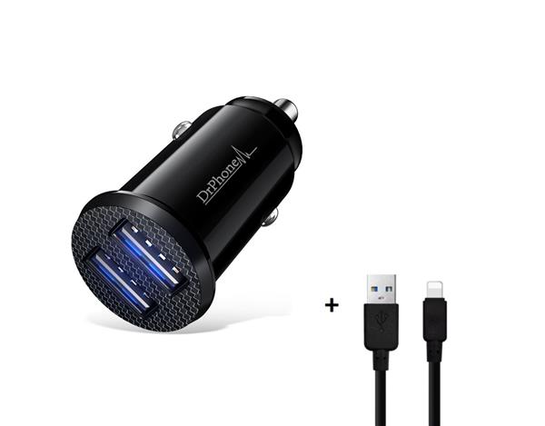 Grote foto drphone invisible 5v 2.4a usb auto oplader 1 meter apple lightning telecommunicatie opladers en autoladers