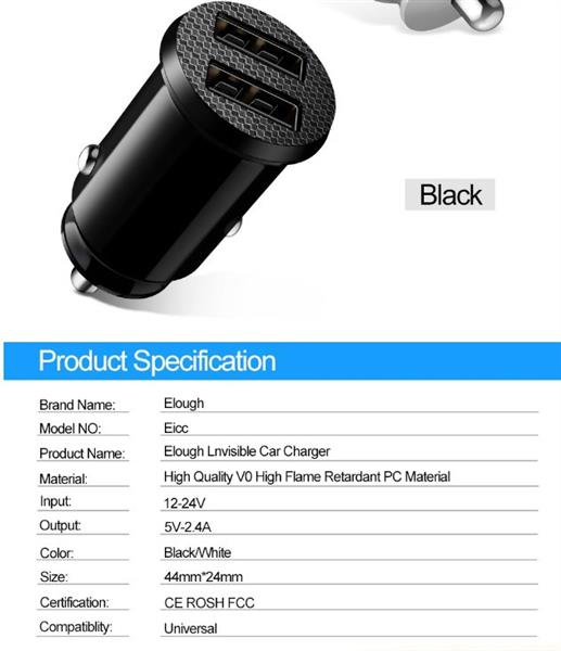 Grote foto drphone invisible 5v 2.4a usb auto oplader 1 meter apple lightning telecommunicatie opladers en autoladers